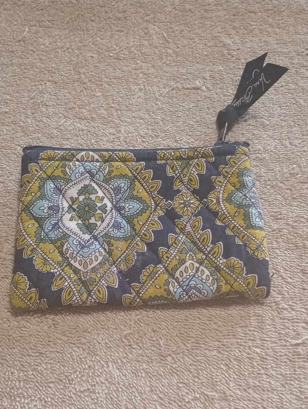 Quilted Vera Bradley Pouch Navy Ribbon Accent